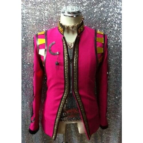 New Fashion Gd style male singer performance jacket nightclub singer dancer stage show costumes