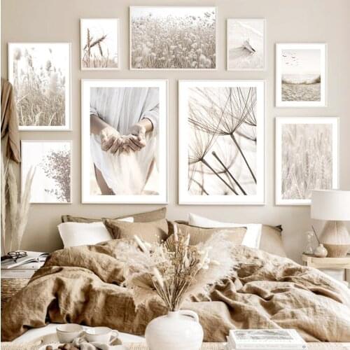 Hand Holding Sand Dandelion Reed Dead Grass Wall Art Canvas Painting Nordic Posters And Prints Decor Pictures For Living Room