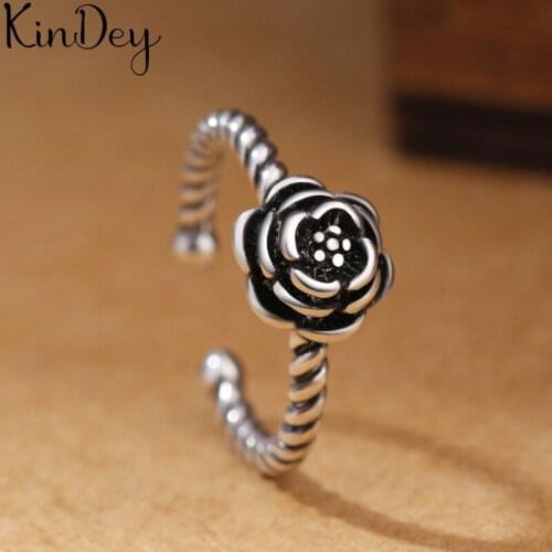 Exaggerated Silver Color Rose Flower Rings For Women Engagement Jewelry Girls Open Finger Rings