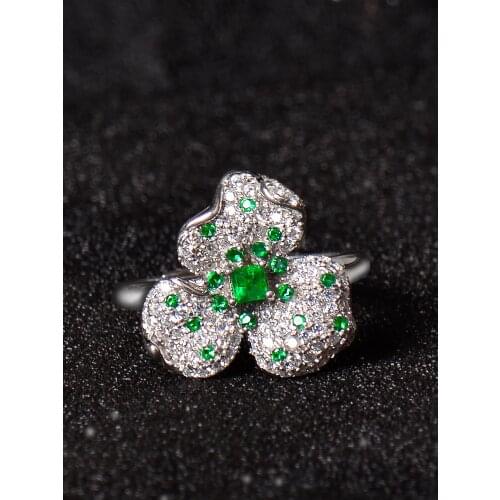 925 Sterling Silver Ring Luxury，Rings For Women Gifts Classic Fine Jewelry， Natural Emerald Rings， Wedding Engagement Rings