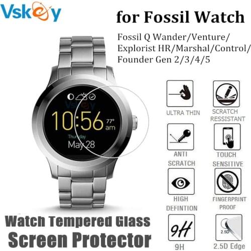 100pcs Tempered Glass for Fossil Q Wander/Venture/Explorist HR/Marshal/Control/Founder Gen 2/3/4/5 Wrist Watch Screen Protector