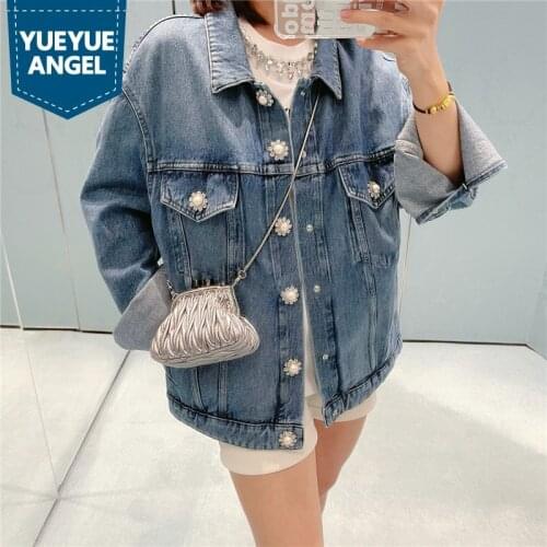 Summer Women Denim Coat Streetwear Loose Fit Long Sleeve Cowgirl Jacket Spring Summer Sweet Casual Single Breasted Outerwear