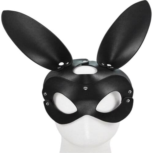 Women Rabbit Headgear Leather Wear Mask Cool Halloween Cosplay Costume Prop Performance Accessories Sexy Stage Show