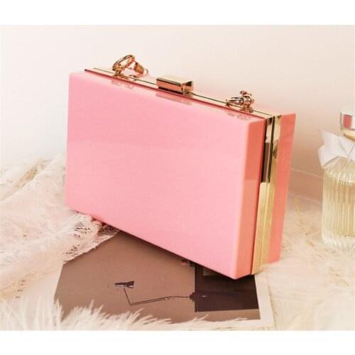 Women Clear Purse Acrylic Clear Clutch Bag, Shoulder Handbag With Removable Chain Strap