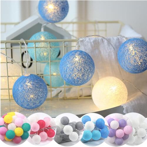 1.5m 3m String Lights 20LED Battery Operated Colorful Cotton Ball Decorative Fairy Light for Christmas Xmas Party Decorations