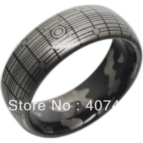 10PCS/Lot Free Shipping USA Hot Selling E&C JEWELRY Unique 8MM New Black Tungsten Rings Surface and Inside Engraved Mens Rings