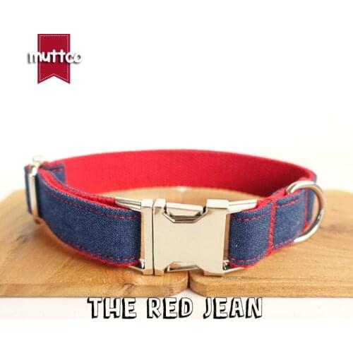 10pcs/lot MUTTCO wholesale special self-design dog collar THE RED JEAN wear comfortable dog collars and leashes 5 sizes UDC018