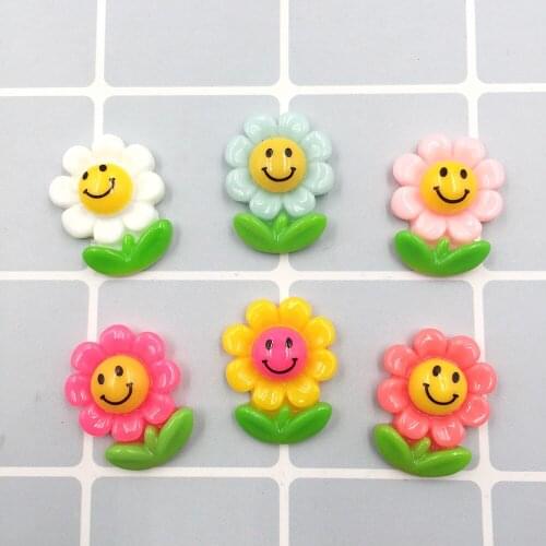 100Pcs Kawaiil Flower flatback Resin Cabochons Scrapbook Craft DIY Embellishments Hair Bows Clips Accessories :25*20mm