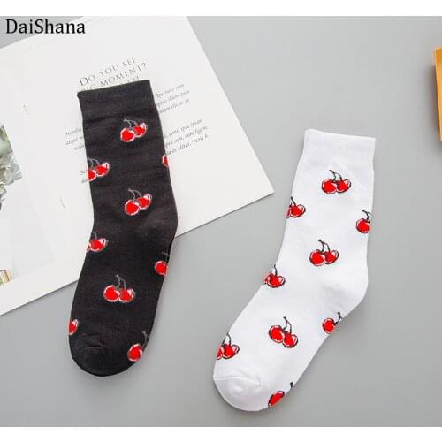 2019 Fashion Funny Harajuku Sock Japanese Creative Cherry Socks Women Warm Cute Novelty Femme Sokken Meias Calzini Donna Mujer