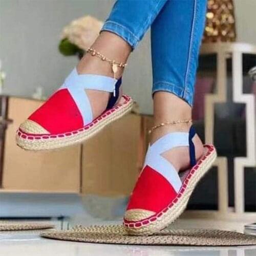 2021 Women Sewing Hemp Solid Sandals Woman Summer Outdoor Casual Flats Female Comfortable Shoes Ladies Big Size 43 Footwear