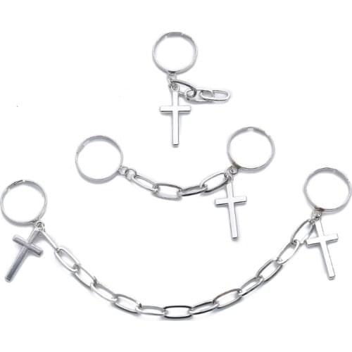 3 Pcs/Set Punk Cross Knuckle Rings with Link Chain Tassel Finger Ring for Women Men Teens Girls Jewelry
