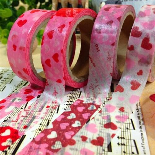 4 Pcs Red Love Theme DIY Kids Photos 6m Decor Props Washi Paper Tapes for DIY Scrapbook Decor Photo Album