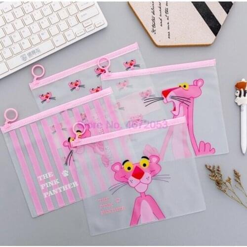 500pcs/lot Cute unicorn pink panther pvc zipper Pen Bag file bag girl Pencil Case School Supplies Cosmetic Bag children gift