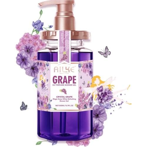 AILKE gommage gel douche Shower gel women Whitening Moisturizing brightening Exfoliat body wash care Organic Grape bath foam