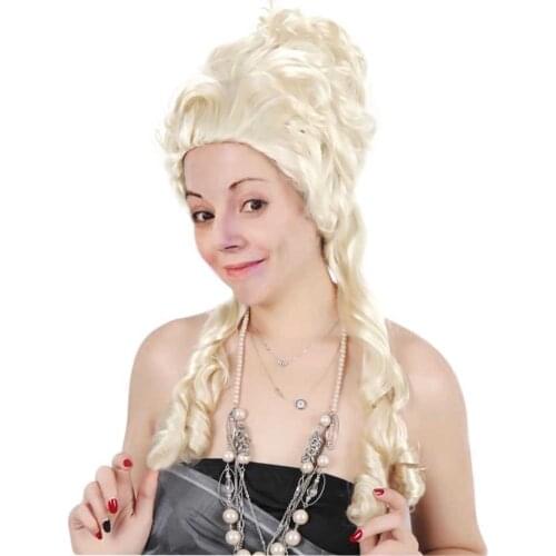 Marie Antoinette Baroque Costume Accessories 18th Century Hair Theatrical Deluxe Blonde Long Curly Wig Fancy Halloween Accessori