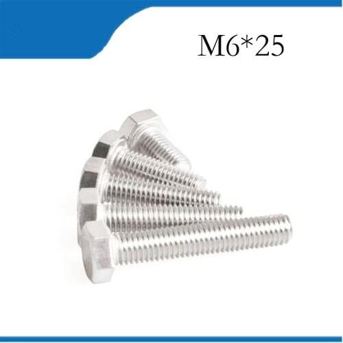 Free shipping20pcs/Lot DIN933\GB5783 M6x25 mm M6*25 mm 304 Stainless Steel hex bolts Outside the hexagonal screw m bolts,m nails
