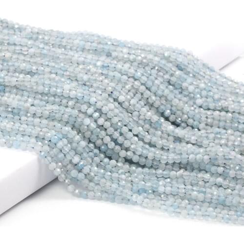 Natural Aquamarines Faceted Beads 2 3mm Loose Spacer Beads DIY Jewelry Making Bracelet Necklace Gifts For Women 38cm