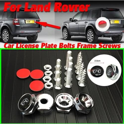 Car Styling Bolts Car License Plate Frames Cap Sticker Decals Chrome for Rover Range Rover Discovery 4 Freelander 2 Evoque
