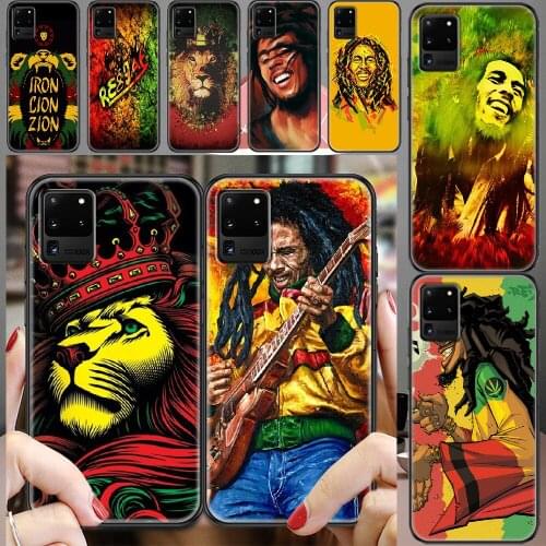 Bob marley lion reggae Phone case For Samsung Galaxy Note 4 8 9 10 20 S8 S9 S10 S10E S20 Plus UITRA Ultra black art prime trend