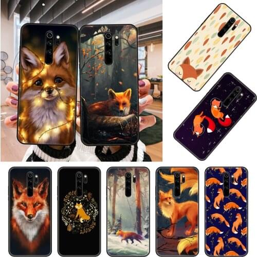 Phone Case For Xiaomi Redmi Note 8 8T 7 7A 9 9A 9S 8A 4 5 6 Pro Black Cover Etui Art Shell Fashion Prime Fox Cute Anima