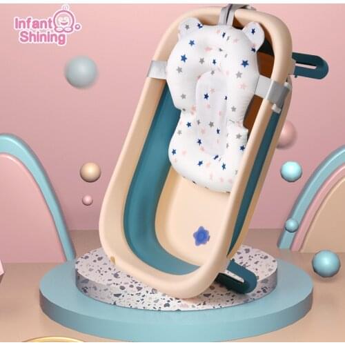 Infant Shining Folding Baby Bath Tub Large Size with Bath Mat Newborn Baby Shower Tub 78cm Plastic Folding Bathtubs Infant Bath