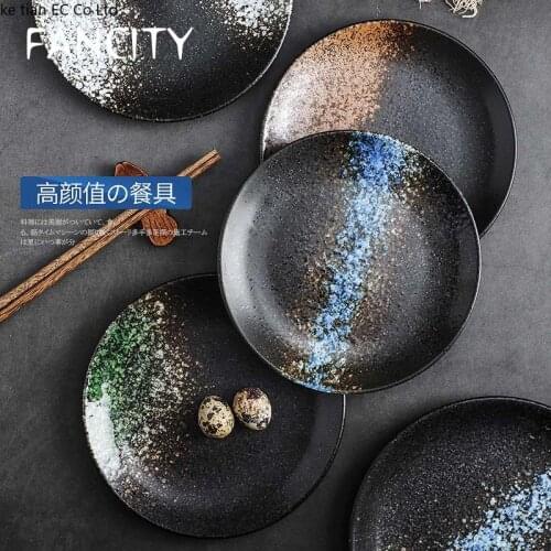 FANCITY Japanese ceramic plate household 8-inch ceramic plate 10-inch creative steak dinner plate household fruit dessert cerami