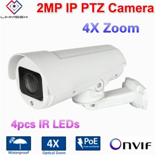 Lihmsek 4X Zoom 2.8-12mm 2 MP HD IP Bullet PTZ Camera 1080P Outdoor Waterproof IP66 CCTV ONVIF Network Camera P2P POE Audio