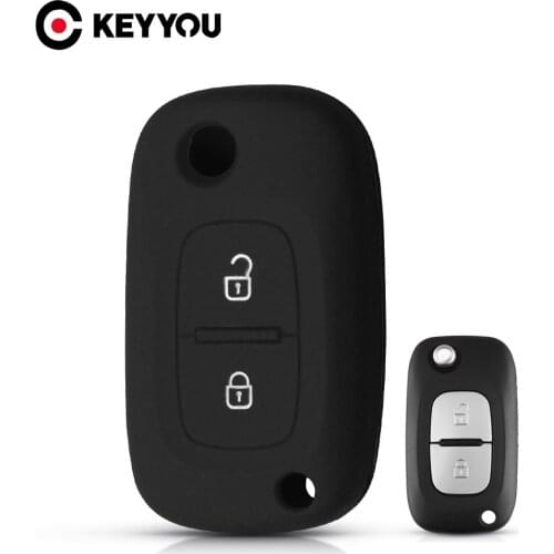 KEYYOU 10x 2 Button Silicone Car Key Case For Renault Clio Megane Kangoo Modu For Mercedes For LADA Vesta Granta XRay Fob Cover