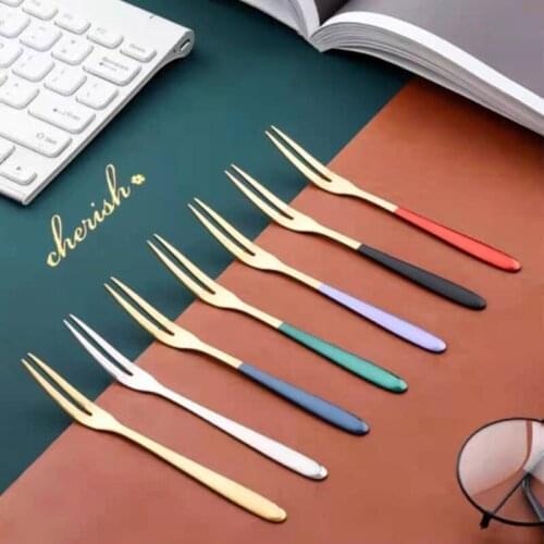 Stainless Steel Color Fruit Small Fork Set Stainless Steel Dessert Nordic Style Household European Creative Lovely Vaisselle