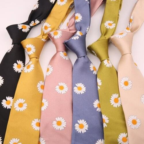 Printing Small Daisies 8cm Cravates Pour Hommes Casual Ties For Men Women Nylon Silk Woven Floral Party Necktie Male Gravatas