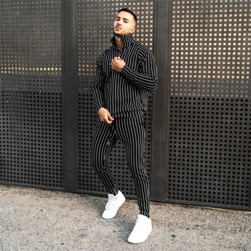 Men Striped suit Spring And Autumn Sportswear Men Jogging Sportswear Suit Clothes Fashion Street Clothing men Sets M-3XL