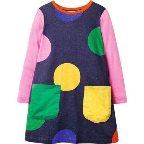 2020 Autumn New Dress Toddler Girl Casual Colorful Dot Dress A-line Long Sleeve Dress