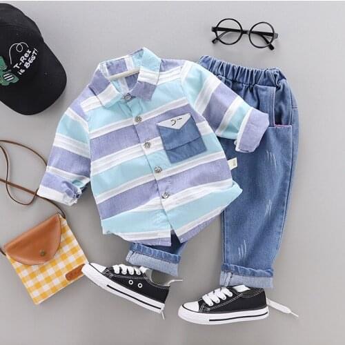 Spring Autumn Infant baby Boy clothing sets long-sleeved shirt + jeans suit for newborn baby boys outfits clothes sets1-2Year