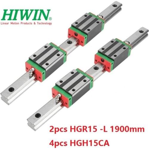 2pcs Original Hiwin linear rail HGR15 -L 1900mm + 4pcs HGH15CA narrow blocks for cnc router