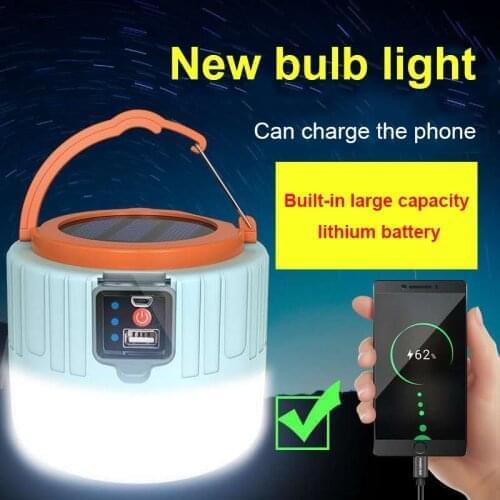 LED Camping Light USB Portable Lighting Phone Charge Solar Camping Lantern Rechargeable Lamp Waterproof Outdoor Hiking Fishing