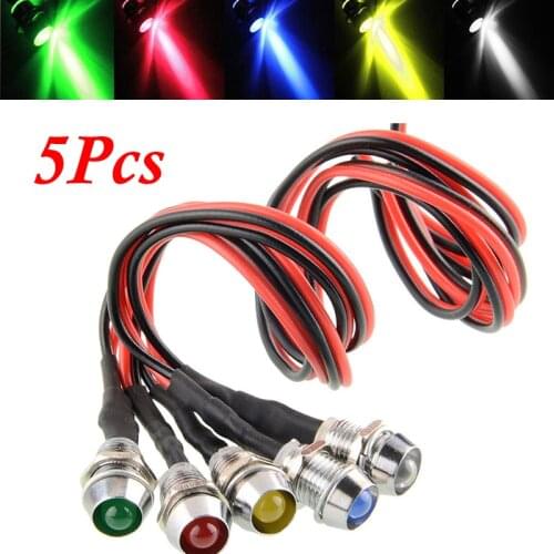 5pcs Set 12V Car Warning Light Pilot Light Indicator Signal LampTurn Light Car Boat LED Indicator Light Dashboard Warning Lamp
