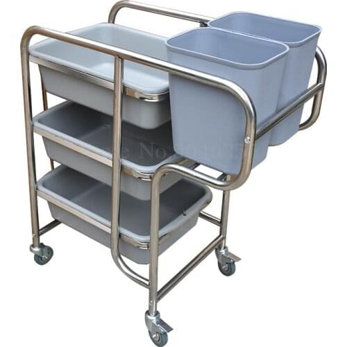 Bowling cart restaurant trolley stainless steel hotel kitchen tableware trash can storage cart
