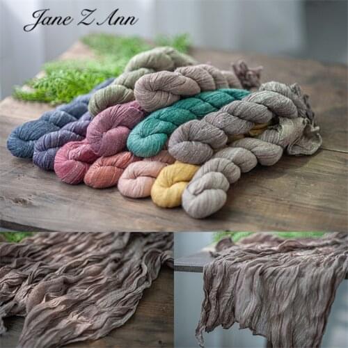 Newborn 100 days Children Photography Cotton Linen Dirty Dyed Texture Pleated Layered Cushion Wrapped Fabric 95x190cm