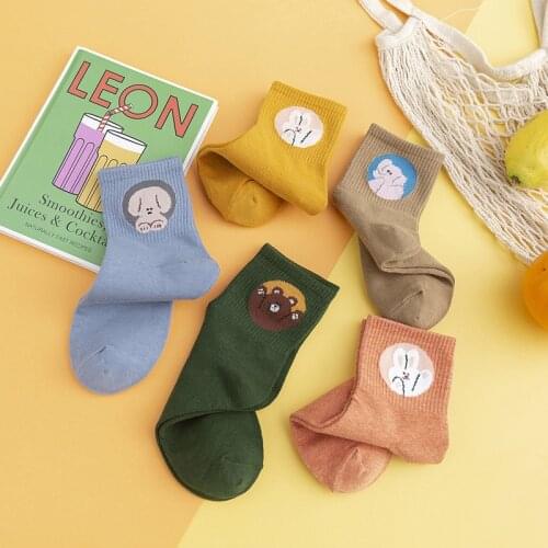 Spring Harajuku Womens Socks Cotton Animal Print Fall Winter Womens Warm Socks Fashion Bear Elephant New High Quality Products