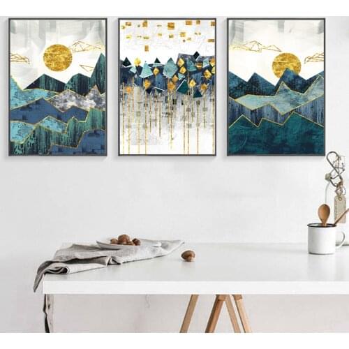 Sunrise Sunset Canvas Painting Landscape Wall Art Canvas Painting Abstract Geometric Art Poster Print Wall Picture Living Room