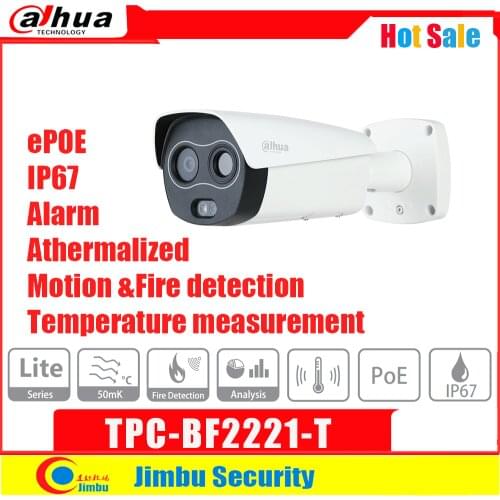 Dahua IP camera Thermal Network Camera 2MP TPC-BF2221-TB3F4 PoE/ePoE IP67 H.265/H.264 IVS IR 35M Support Fire detection & alarm