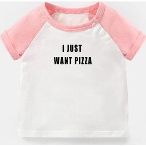 I Just Want Pizza Hip Hop Made Me Do It Design Newborn Baby T-shirts Toddler Graphic Raglan Color Short Sleeve Tee Tops