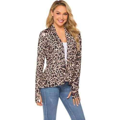 Women Pile Collar V Neck Long Sleeved Button Tops Solid Color Casual Loose T-shirts Leopard Print Cardigan T Shirt