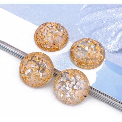 5pcs Gold Foil Brooch Ring Cabochon Beads Patch Findings Diy Stud Earring Tray Resin Charms Jewelry Bead Accessory Craft Make