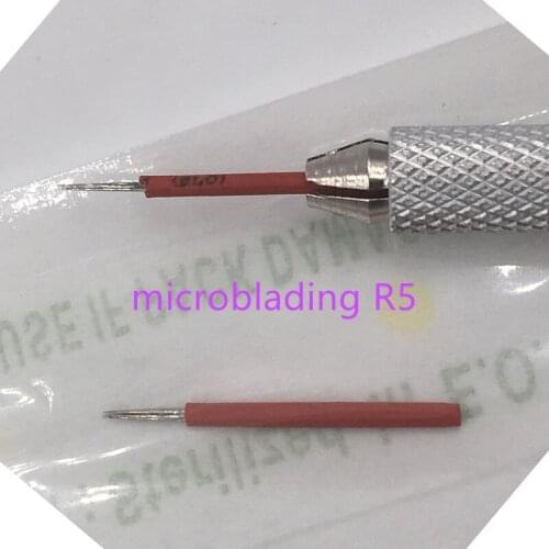 50pcs Permanent Makeup 3D Fog Eyebrow Tattoo Microblading Needle 5 Bevel Round Needles For Manual Tebori Embroidery Pen