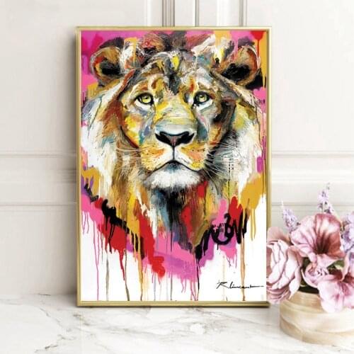 Abstract Animals Posters and Prints on Canvas Wall Art Oil Paintings Watercolor Lion Picture for Living Room Home Decor No Frame