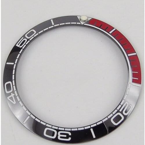 38mm Black Orange Ceramic Watch Bezel Insert Fit 40mm Sub/GMT Automatic Movement Mens Watch