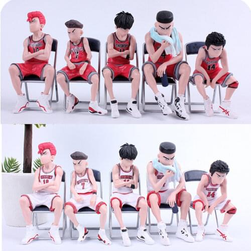 5pcs Anime SLAM DUNK Sakuragi Hanamichi PVC Action Figures Rukawa Kaede Akagi Takenori Mitsui Hisashi Collection Model Toys 10cm