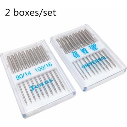 2 boxes/set Silver Sewing Machine Needles 70/10 90/14 100/16 Jeans&General Home Stainless Steel Sewing Needles