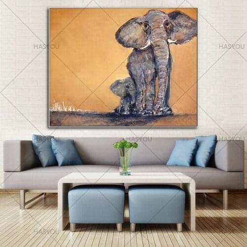 Hand painted animal Oil Painting on Canvas elephant Animals picture Wall Art picture for bedroom living room Home Decoration